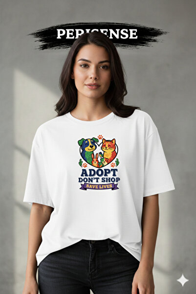 PERISENSE Unisex Rescue Animals Printed Premium Combed Cotton Oversized T-Shirt