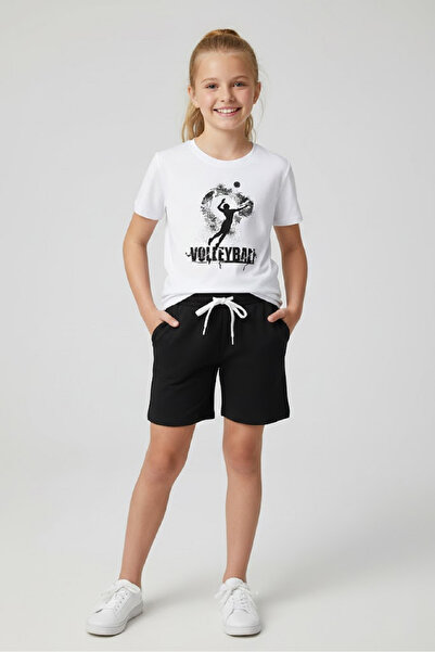 aytok tekstil Cotton Girls Boys Kids Shorts T-Shirt Set Volleyball 5 6 7 8 9 ...