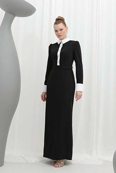 Puane Women's Timeless Elegans Stone Detailed Mono Evening Dress 17009