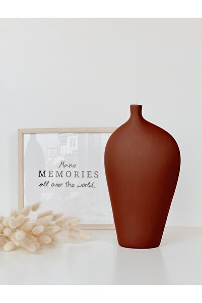 Hestia Home Amorf Seramik Vazo Kızıl Kahve