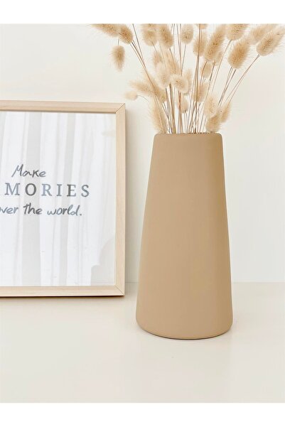 Hestia Home Κωνικό Κεραμικό Βάζο Καφές Γάλακτος