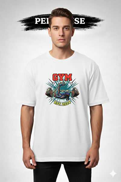 PERISENSE Unisex Gym Life Printed Premium Combed Cotton Oversized T-Shirt