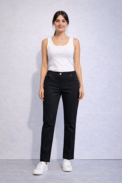 GARNİ Панталони от канвас с шевове, с един размер по-големи