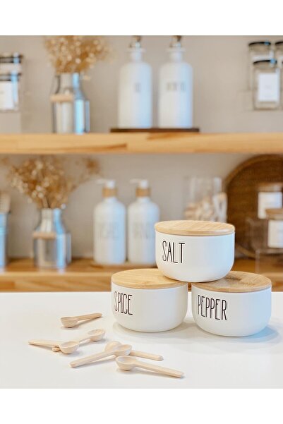 Hestia Home طقم توابل بغطاء خشبي ملح وفلفل