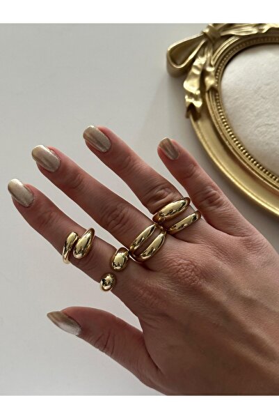 YENGEÇ 5’li Gold Yüzük Seti