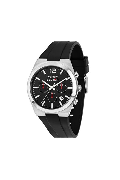 Sector C300 R3271301001 watch, Chronograph, 42mm case, black dial, black sili...