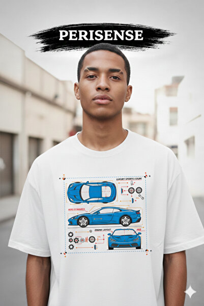 PERISENSE Tricou oversize unisex din bumbac pieptănat premium, cu imprimeu BL...