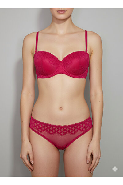 NBB Dantel İşlemeli Fuşya İç Giyim Takımı