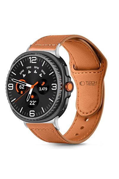 Tech-Protect Leatherfit Strap for Galaxy Watch 8 Brown