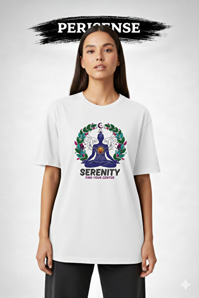 PERISENSE Unisex Yoga Printed Premium Combed Cotton Oversized T-Shirt