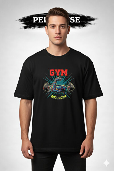 PERISENSE Unisex Gym Life Printed Premium Combed Cotton Oversized T-Shirt