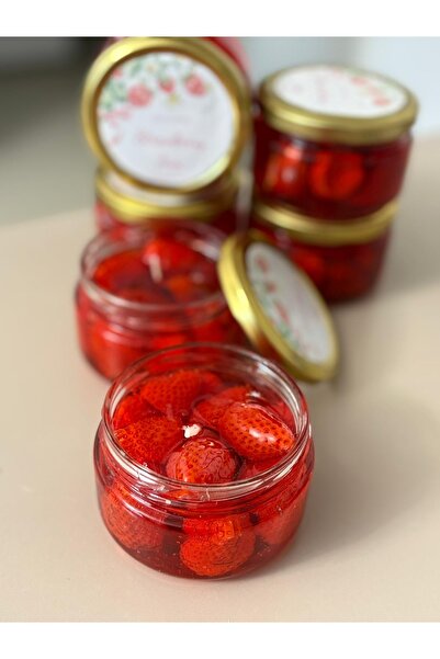 Liora lavin çilek kokulu Çilek reçel kavanozu dekoratif mum yüzde yüz gerçek ...