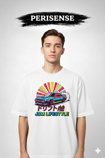 PERISENSE Unisex Jdm Spirit Printed Premium Combed Oversized T-Shirt