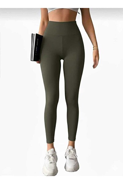 jeneric Leggings kaki Push Up cu talie înaltă efect modelator