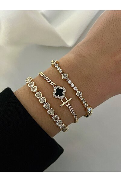 yeknova Xuping 14K Gold Renginde Kuyumcu İşçiliği Dörtgen Model Zirkon Taşlı ...