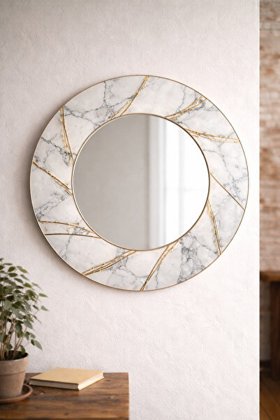 CONCEPT CAM Concep Cam Gold Marble Aura Yuvarlak Ayna