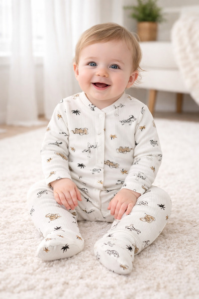 Nexvora HAYVAN DESENLİ PATİKLİ BEBEK TULUM 0-3 Ay, 3-6 Ay, 6-9 Ay