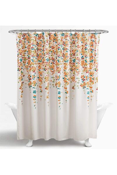 Lush Decor Shower Curtain with Drooping Flowers Pattern