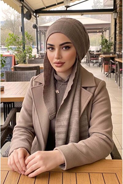 Aişe tesettür Vizon Triko Kelebek Bone Şal