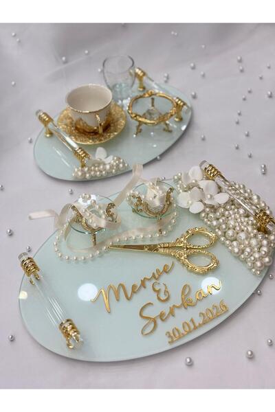 GÜRLEK TEKSTİL Yakut Model Engagement Tray Promise Tray Girl Proposal Tray Sc...