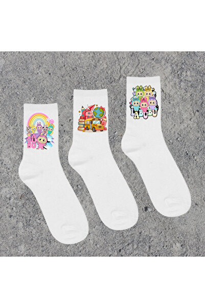 Tubinyoo Labubu Printed White School Socks