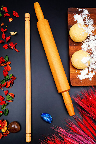 UNDHOME Ağaç Gürgen Merdane Oklava Seti Doğal Ahşap Gözleme Baklava 2 Li