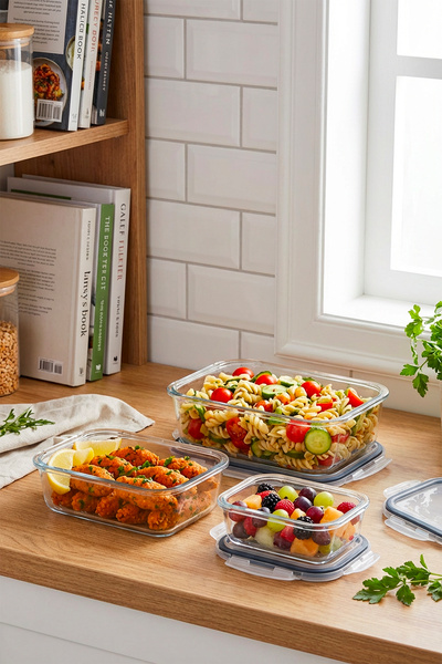 Masterchef 6 Parça Cam Saklama Kabı Seti – Kilitli Kapaklı, Sızdırmaz, Farklı...