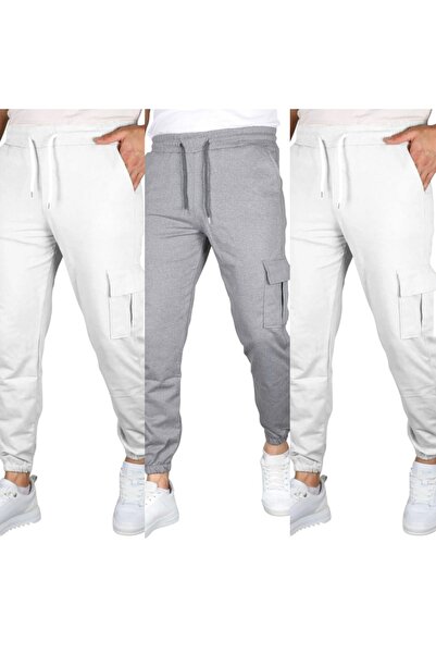 TORUK MAKTO 3 Pieces Unisex Regular Ecru Smoked Ecru Cargo Pocket Piece Sweat...