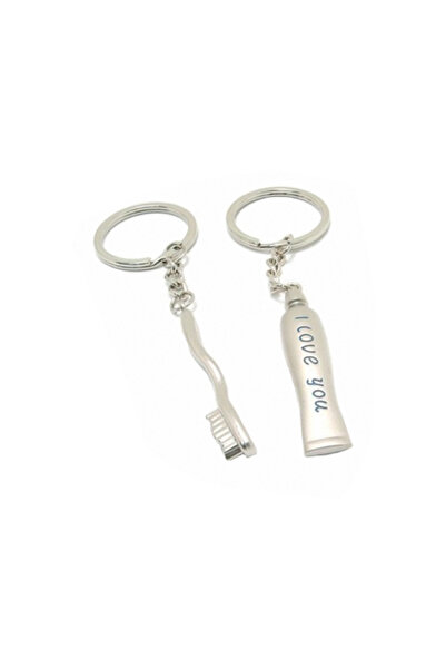 N-A سلسلة مفاتيح على شكل فرشاة أسنان ومعجون أسنان - للأزواج