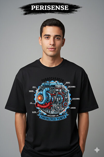 PERISENSE Tricou unisex supradimensionat din bumbac pieptănat premium, cu imp...