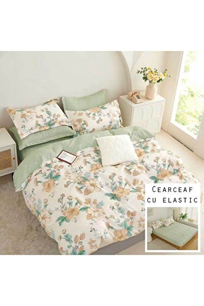 Patul Bed Linen 6 Pieces, Fine Cotton, Sulphur, Double Bed, 2 Persons, Fitted...