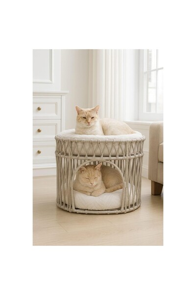 AyrStore TASARYUM İki Katlı Kedi Yatağı – Konforlu, Modern ve Şık Tasarım (GRİ)