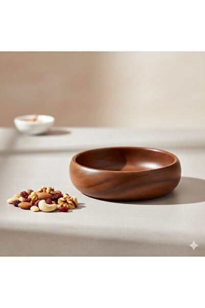 UNDHOME 6 Pieces Wooden Snack Bowl 9 cm Dark Color Breakfast Presentation Sna...