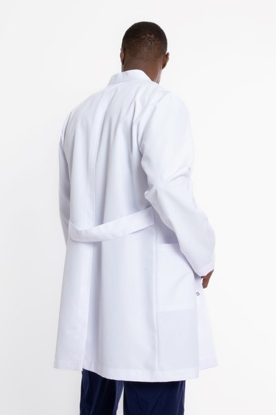 uçak iş giyim White Lycra Long Length Stand Collar Men's Doctor Nurse Teacher Lab Coat