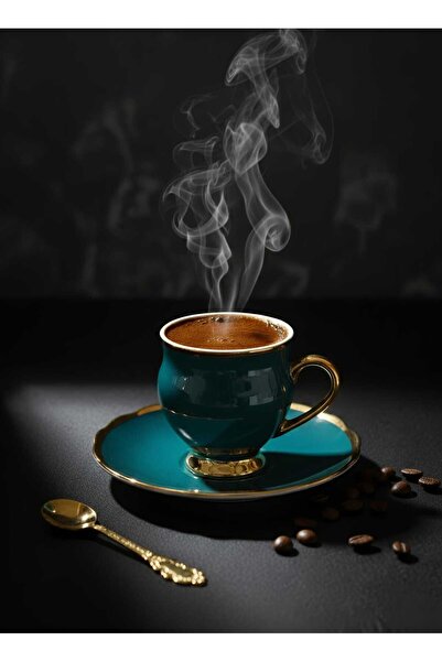 TEKBİR ZÜCCACİYE Lüks Altın Yaldızlı Porselen Türk Kahvesi Fincan