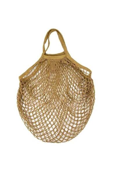 Generic Mesh Net String Shopping Tote Bag Khaki
