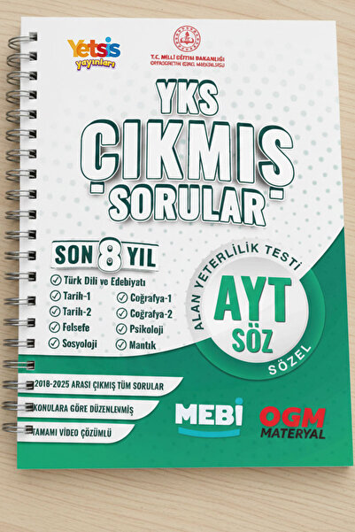 Yetsis Yayınları AYT Sözel Son 8 Yıl Çıkmış Sorular (Tüm Dersler - 2018-2025 ...