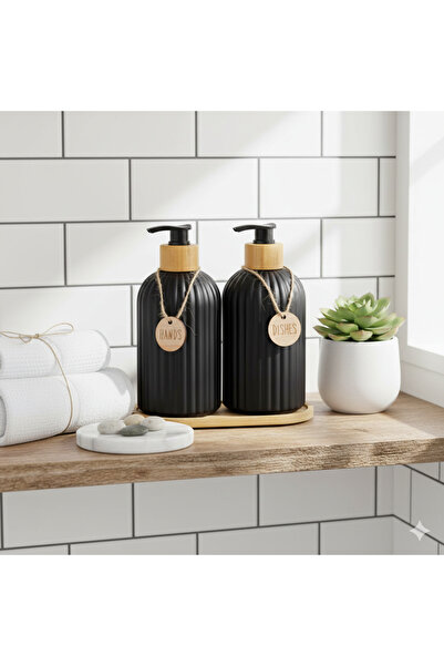 casa rosa 3-piece bath accessories set with wooden stand