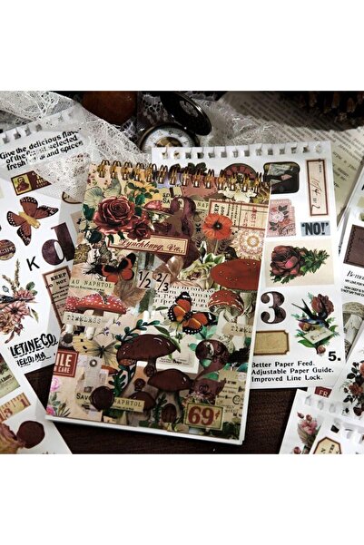 SF SCRAPBOOK KIRTASİYE 50 Sayfa Scrapbook Vintage Sticker Kitabı, Scrapbookin...