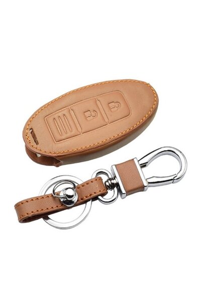 OEM Brown -Leather Key Case for Nissan Qashqai X-trail Tiida Primera Almera J...