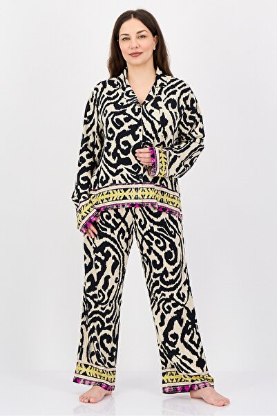 Bebe Women 2Pcs Animal Print Pajama Top And Bottom Set, Multicolor