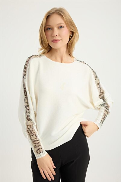 HomeStore Amor Yazılı Mesh Stone Knitwear