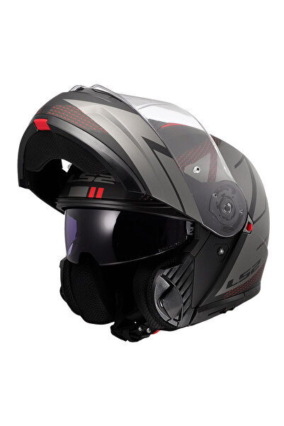 LS2 STROBE 2 CODE MAT SİYAH-GRİ ÇENE AÇILIR MOTOSİKLET KASKI