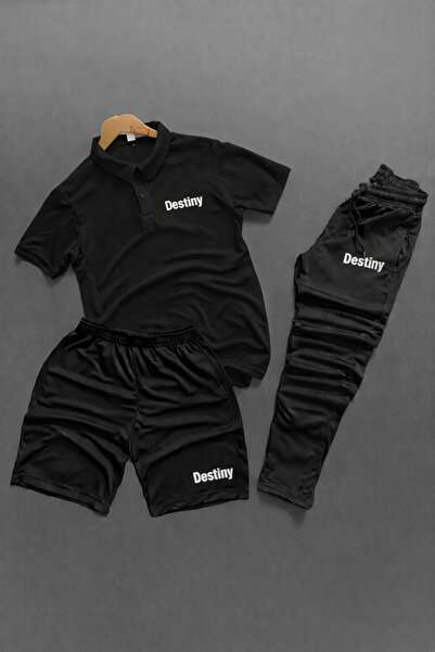 NOFLEN طقم ملابس رياضية من مطبوع قطع من Polo Yaka Destiny مع شورت