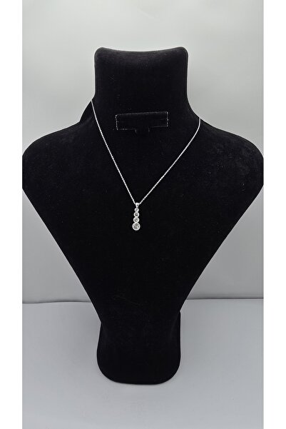 ahsenaksesuar2025 Stainless Steel Silver Color Tria Zircon Stone Necklace