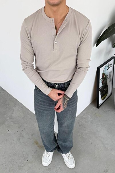 HAFKAGİYİM Μακρυμάνικο μπλουζάκι με πέτο με πέτρινα κουμπιά