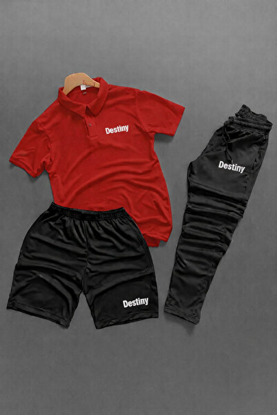 NOFLEN Set de pantaloni scurți și trening cu imprimeu Destiny, cu guler polo,...