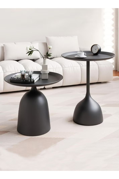 dida-cosmos طاولة جانبية كلاسيكية مستديرة بقاعدة باللون الأبيض - طاولة جانبية...