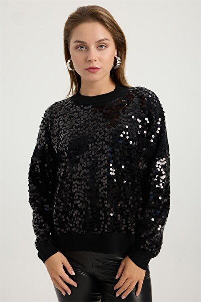 HomeStore Dik Yaka Pul Payetli Triko