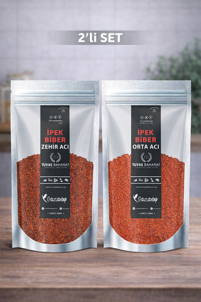 TUVAS BAHARAT Zehir Acı - Orta Acı İpek Biber (100Grx2) 2'li Set | Efsane Lez...